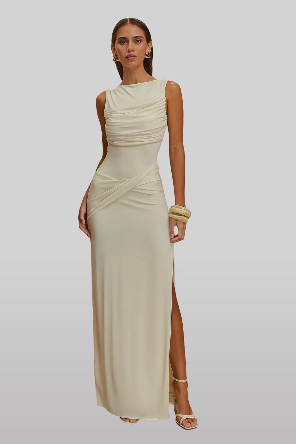 Vestido Branco Longo Champagne Aura