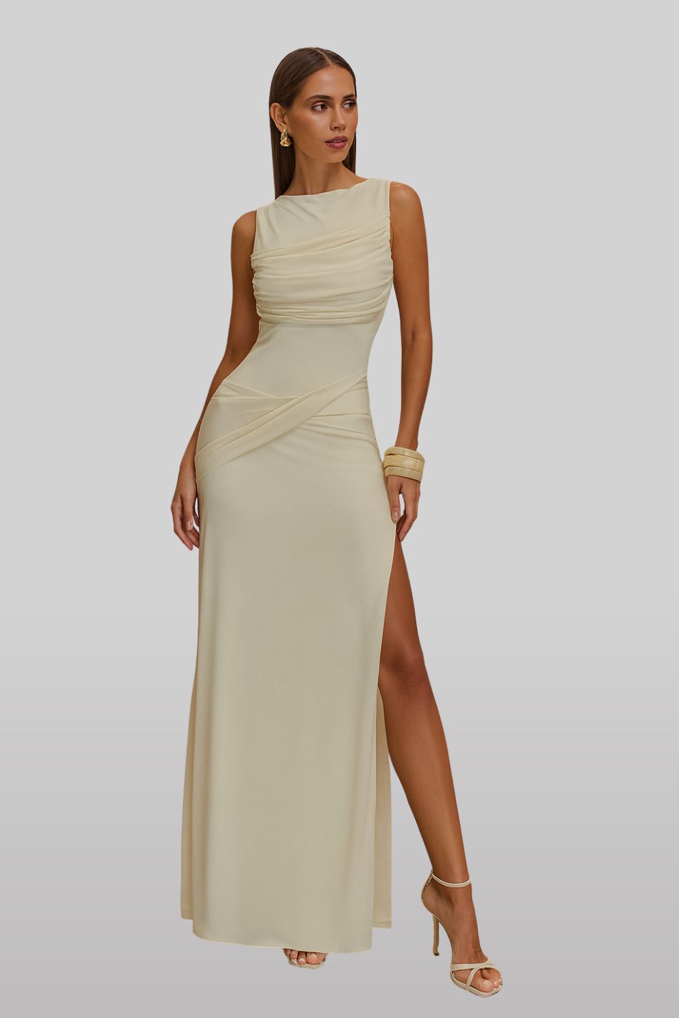 Vestido Branco Longo Champagne Aura