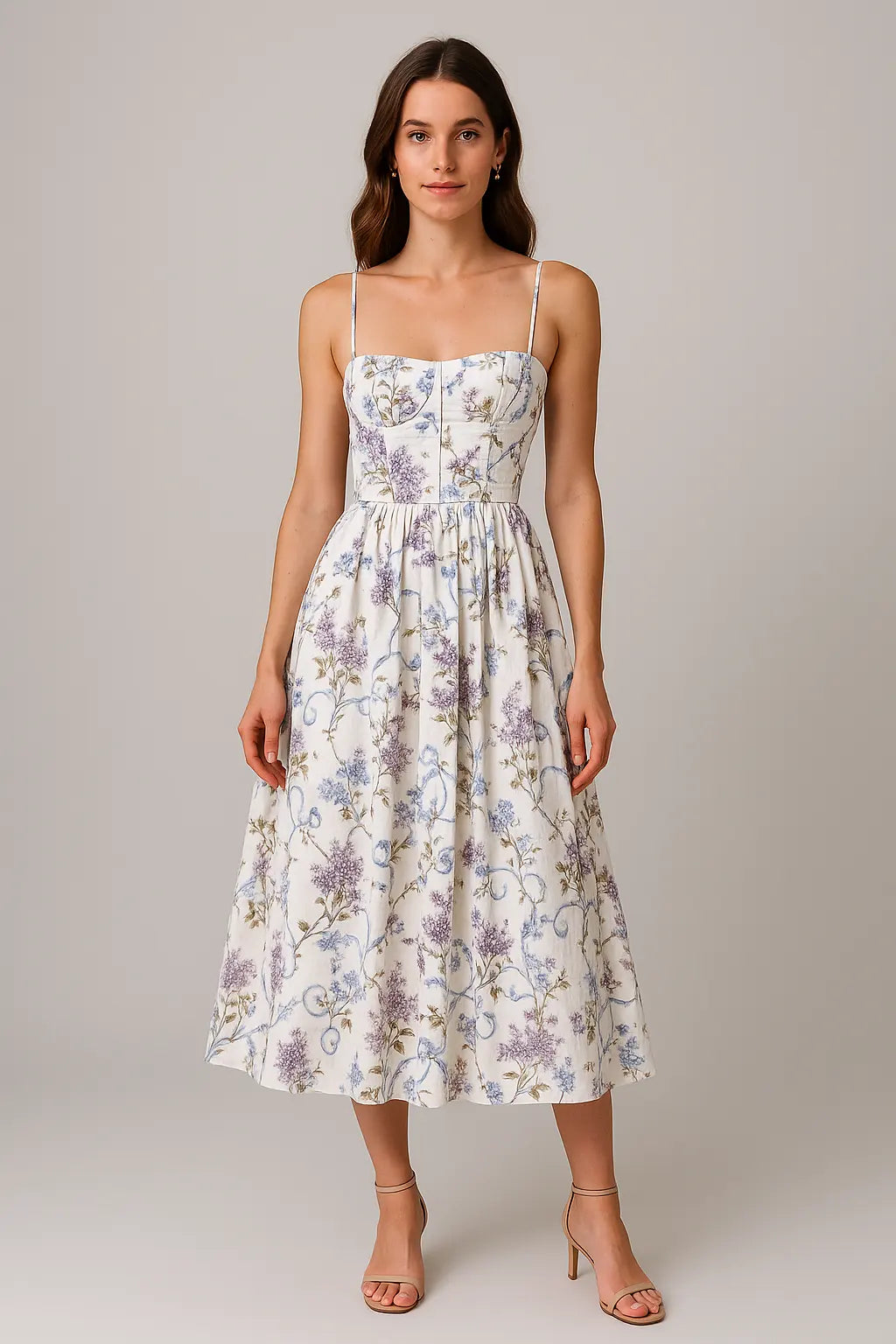 Vestido Midi branco Jardins de Lilás