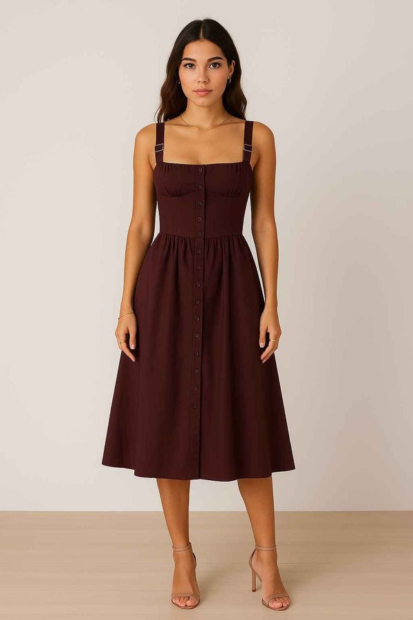 Vestido Midi Vinho Terroso Marsala Botanique
