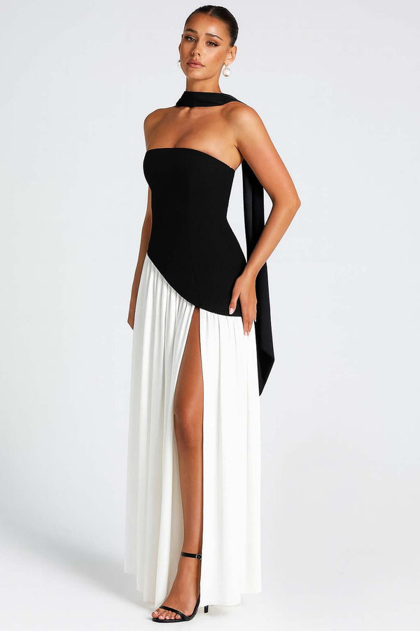 Vestido Longo Preto e branco Éclipse Noir & Ivoire