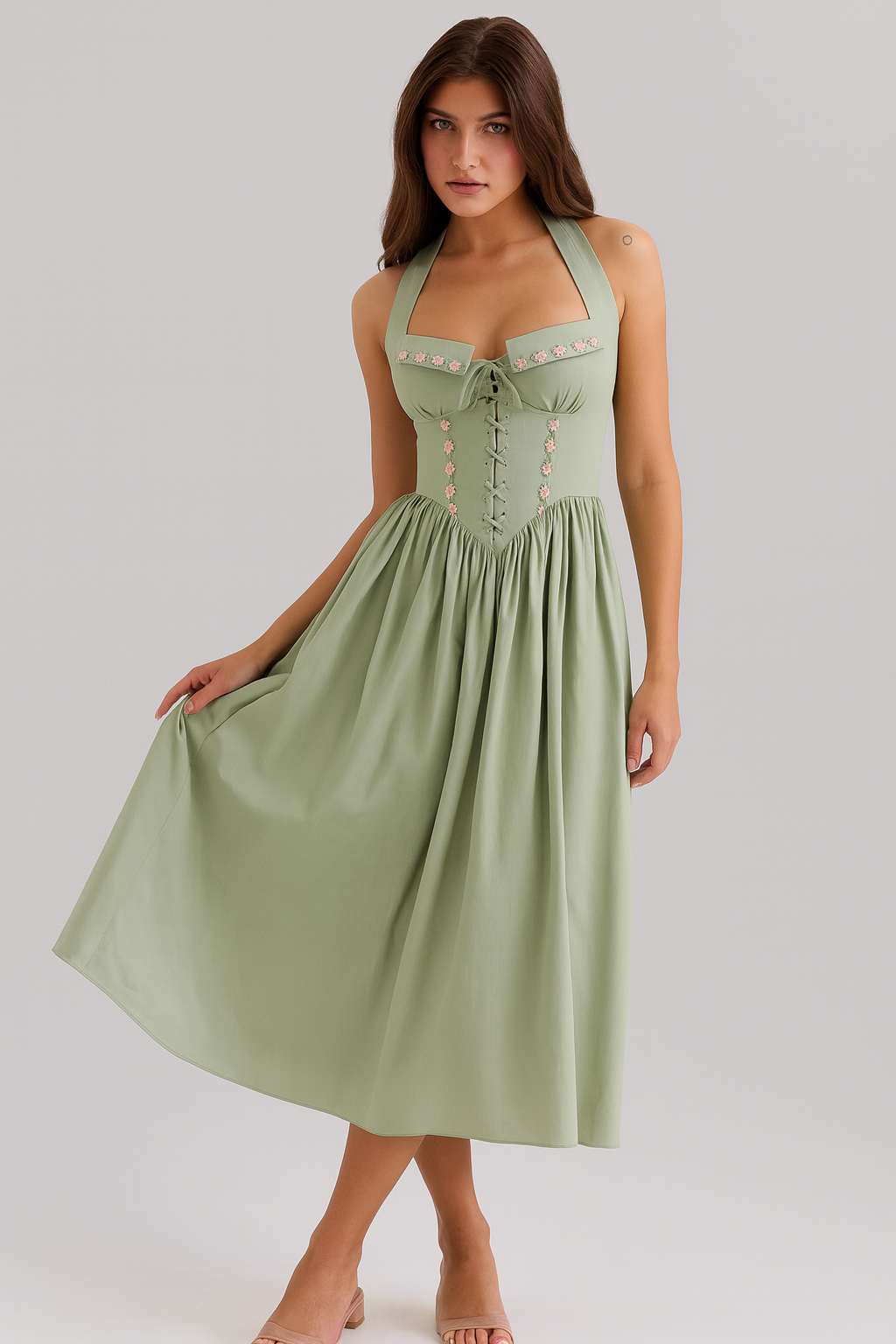 Vestido Verde Midi Sálvia Provença