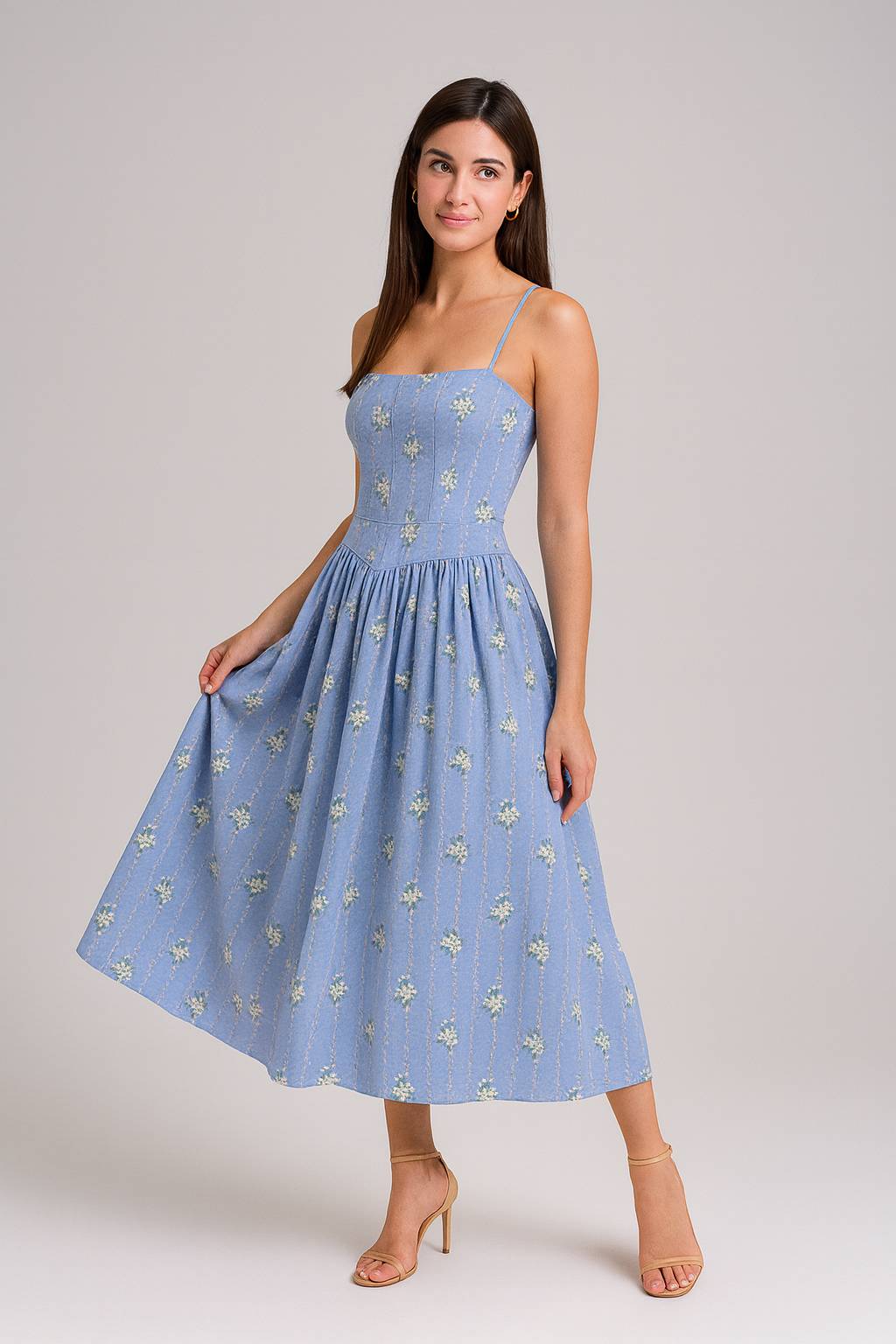 Vestido Azul Midi Riviera Miosótis