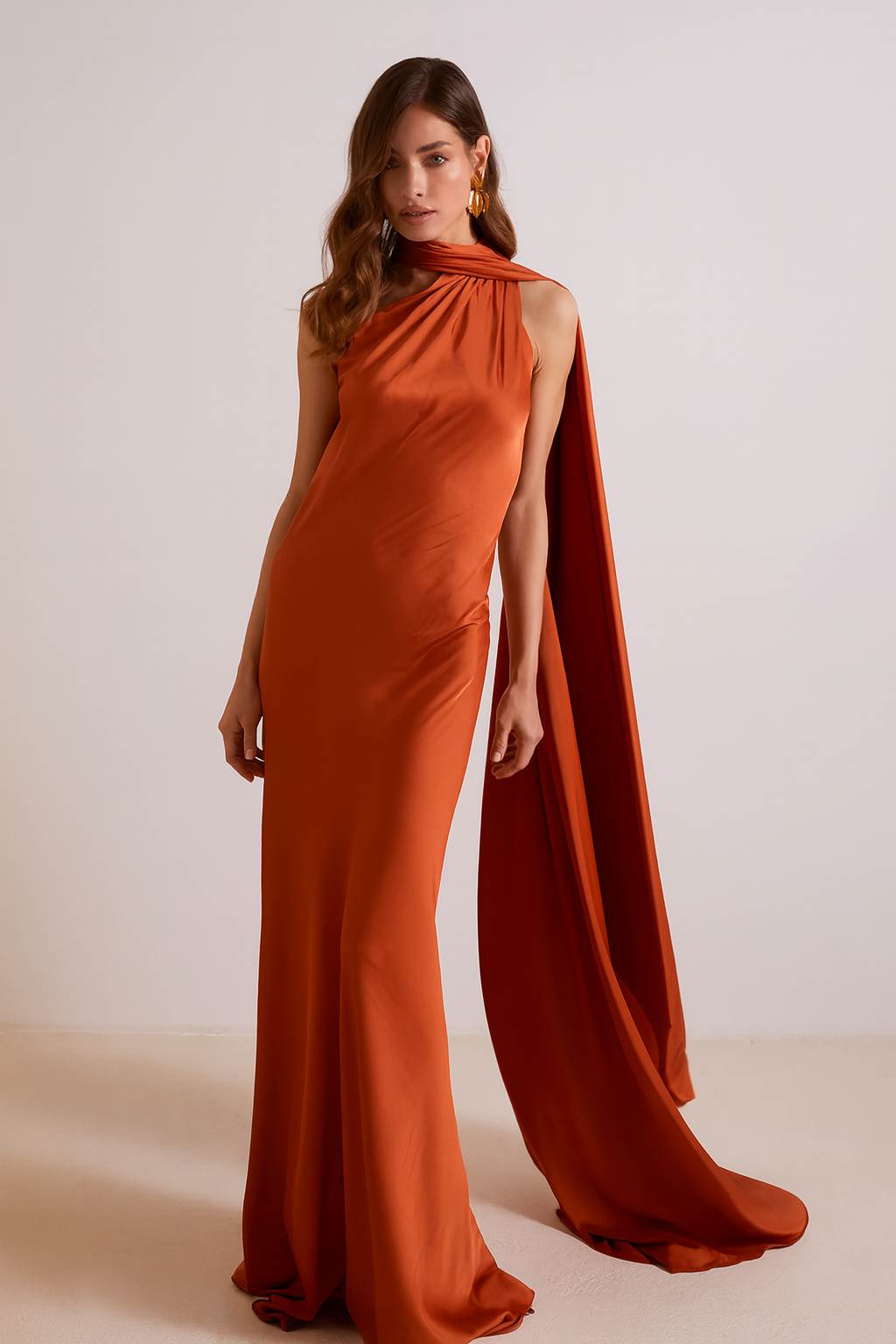 Vestido laranja Longo Terracota Majestade