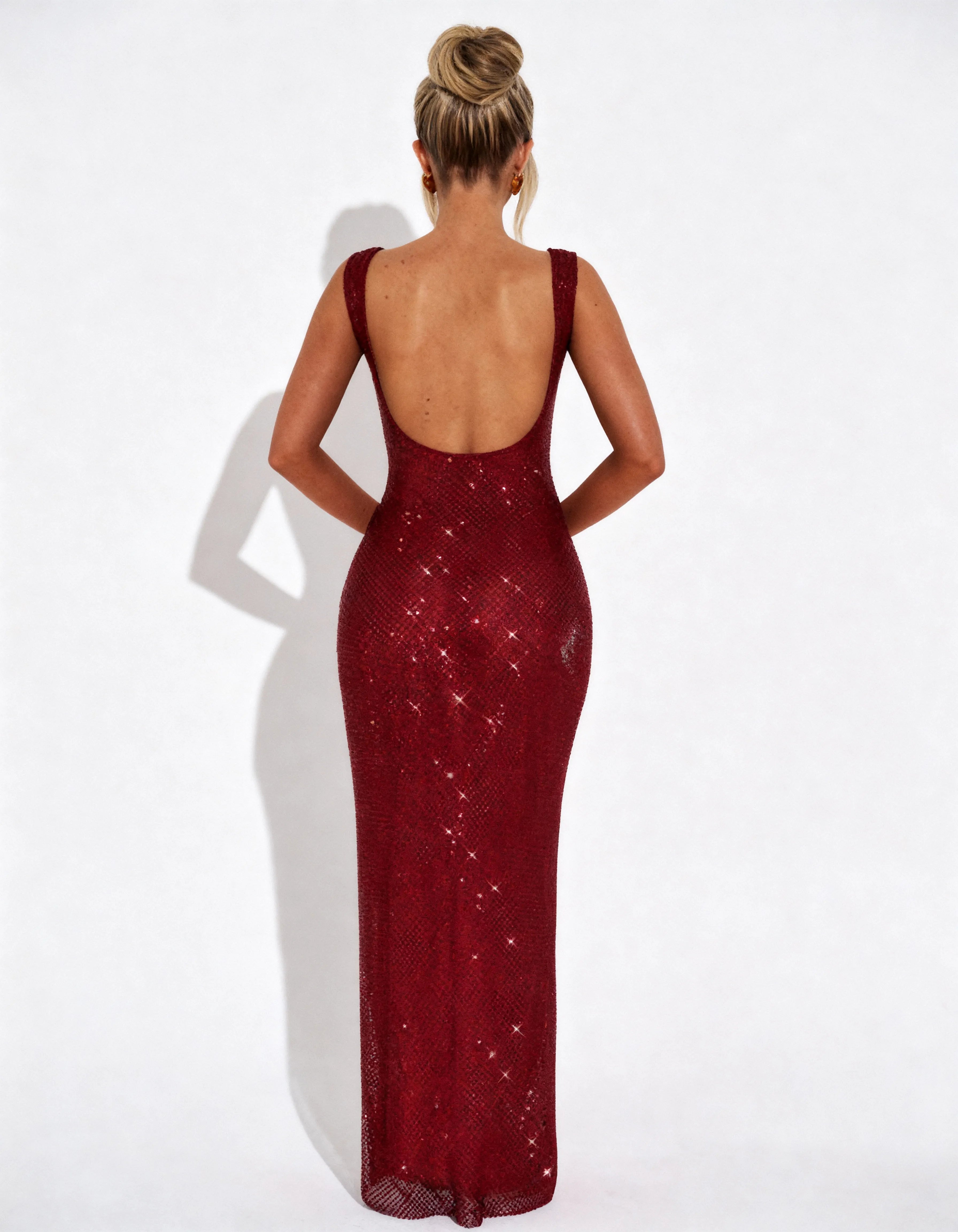 Vestido Longo brilhoso Vermelho Sequin