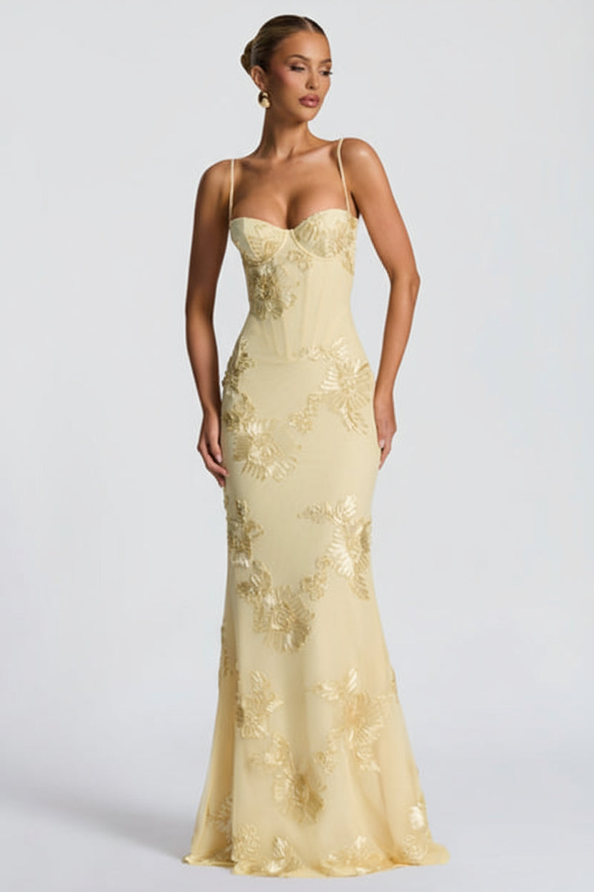 Vestido Longo Jasmim Amarelo