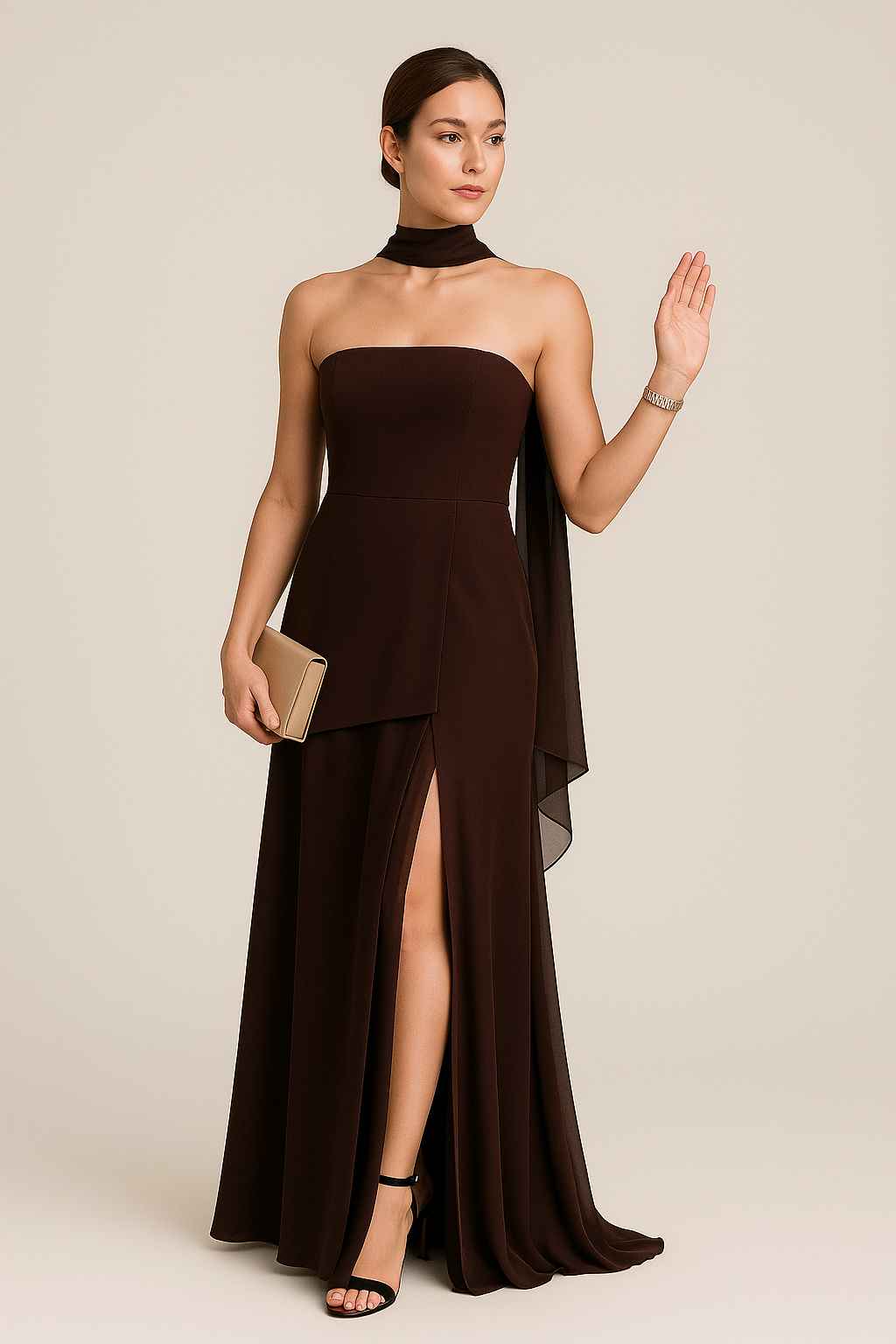 Vestido Longo Chocolate Ópera