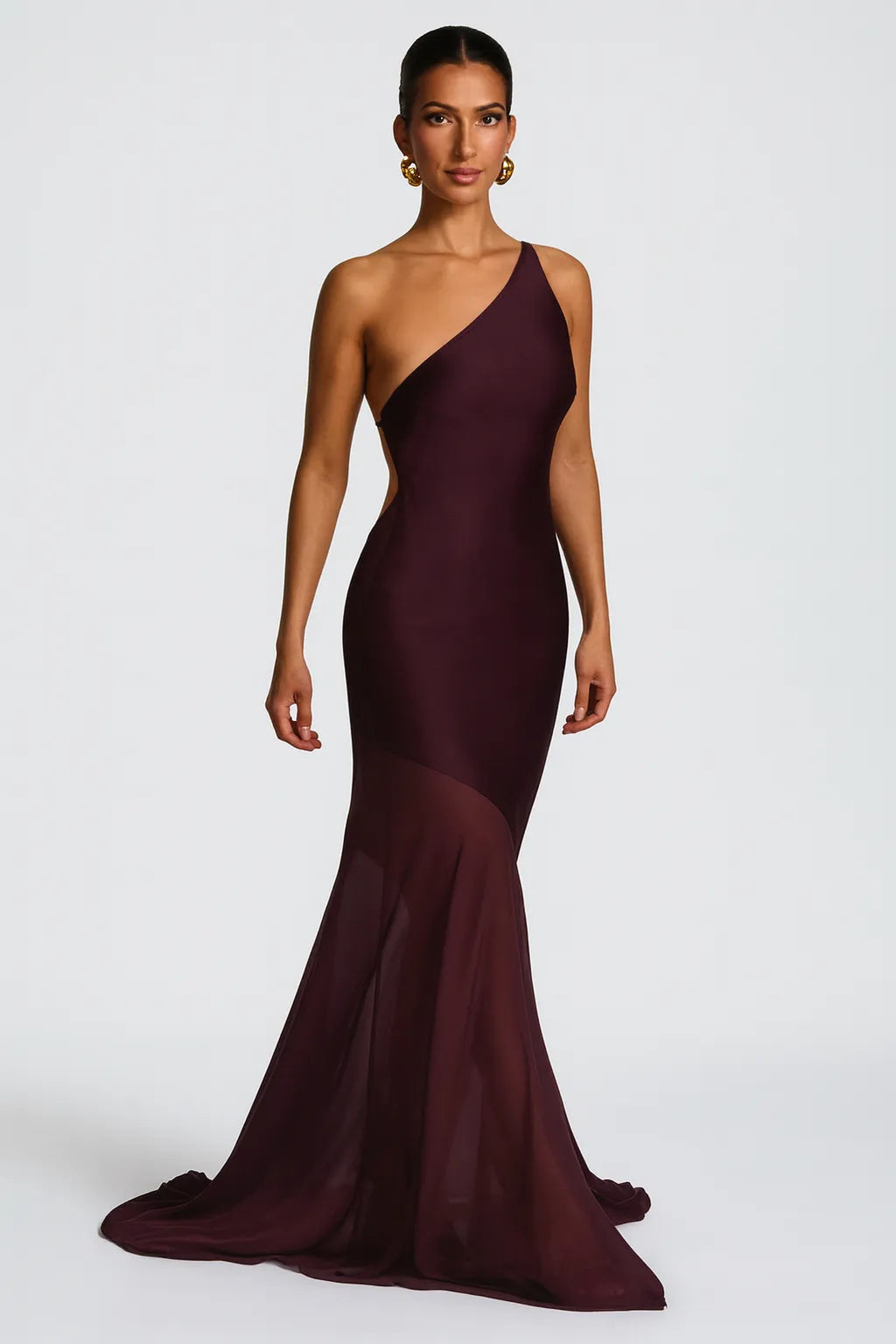 Vestido Longo Marrom Aura Diagonal