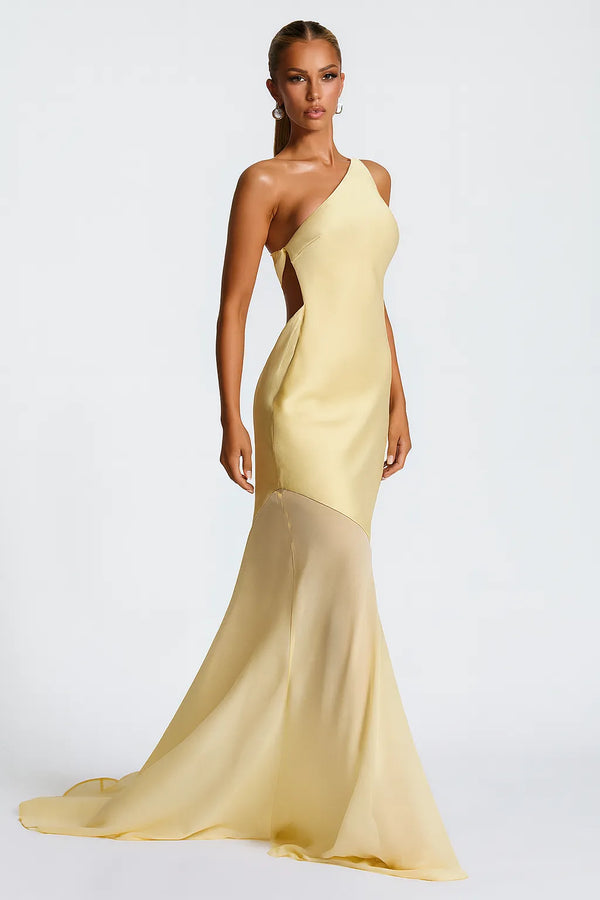 Vestido Longo Amarelo Aura Diagonal