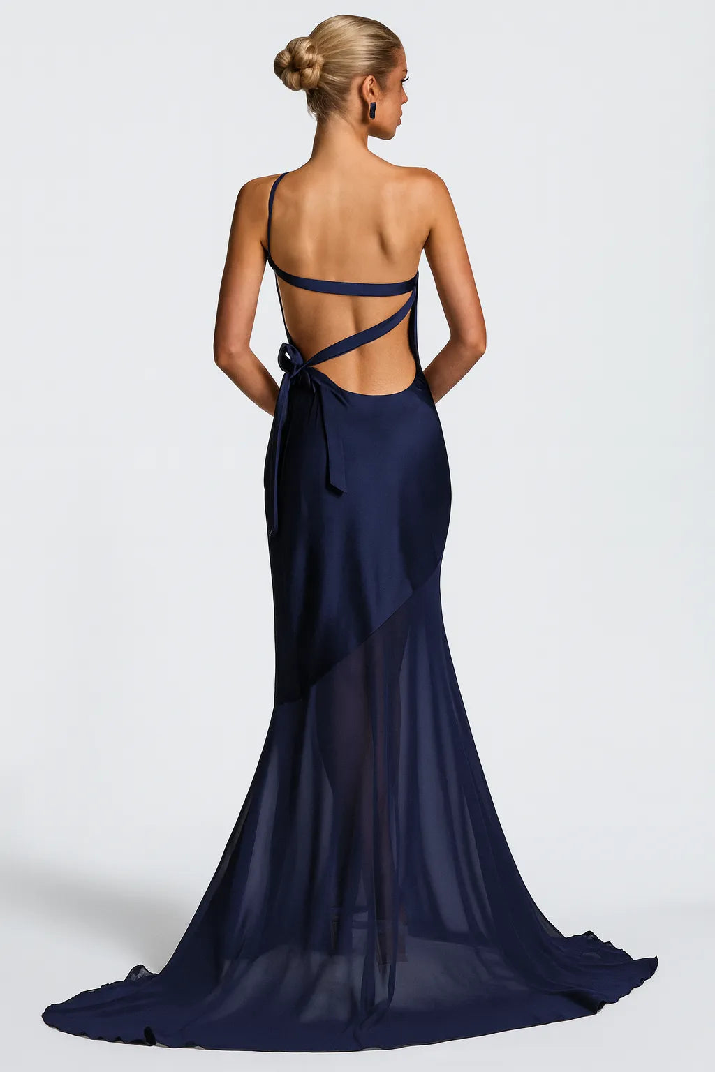 Vestido Longo Azul Aura Diagonal