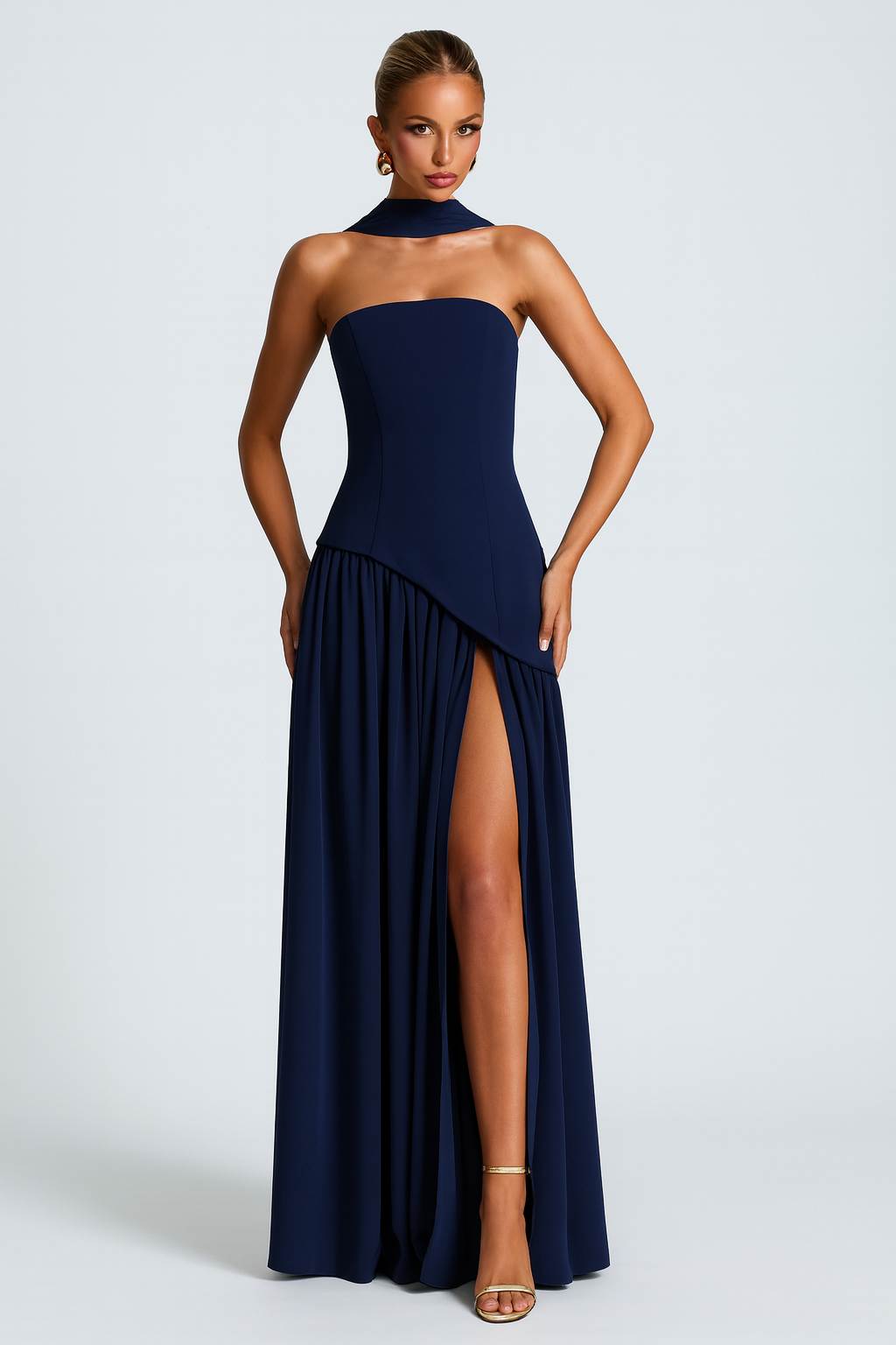 Vestido Longo Azul Safira Bordô Allegro - (Últimas unidades)