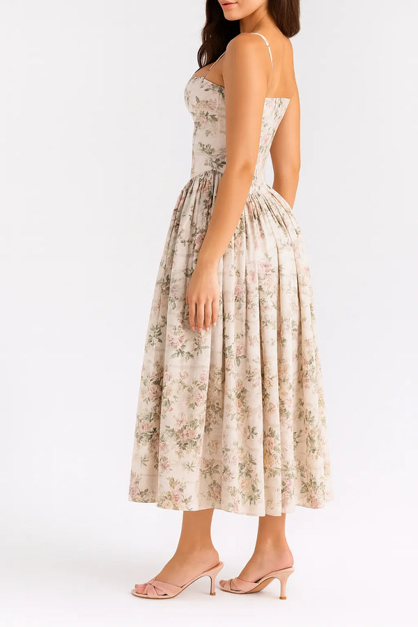 Vestido Midi Floral Roseraie Antiga