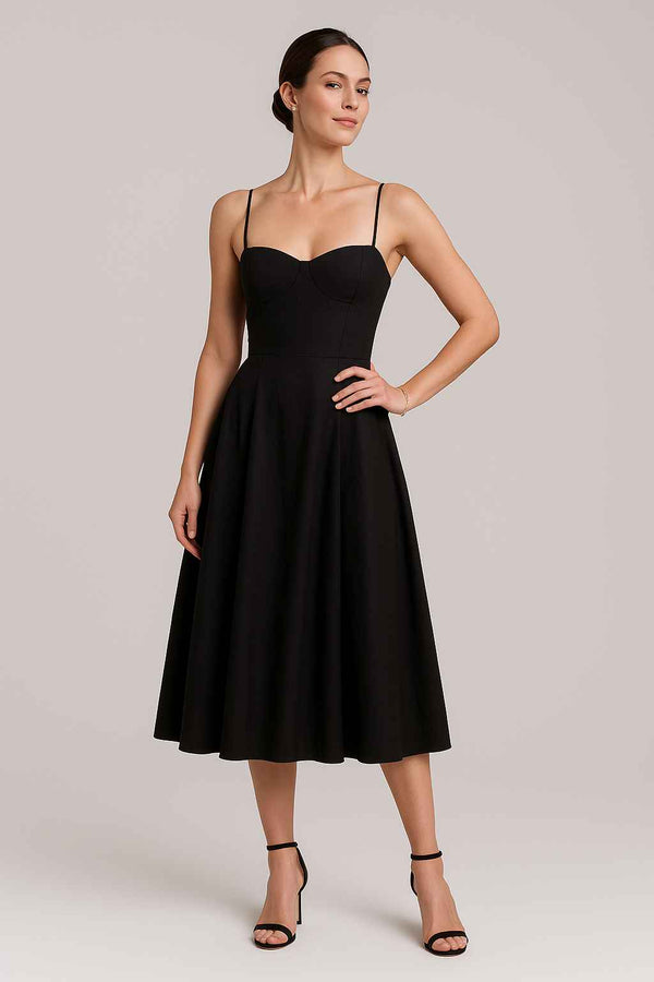 Vestido Midi Preto Ébano Atelier