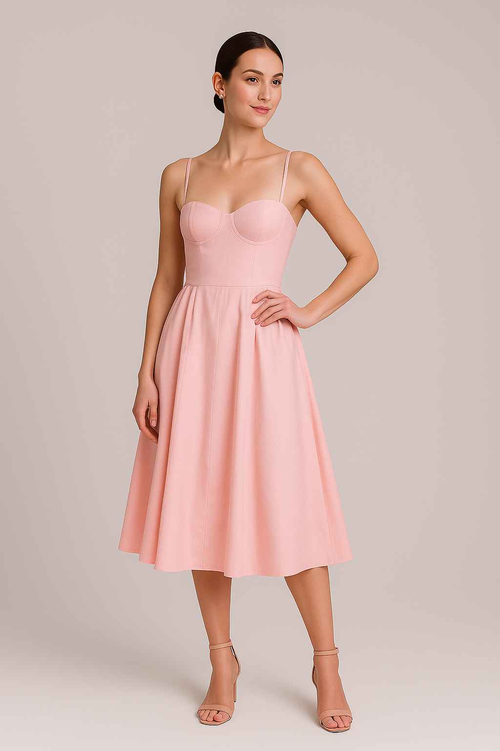 Vestido Midi Rosa Pétala