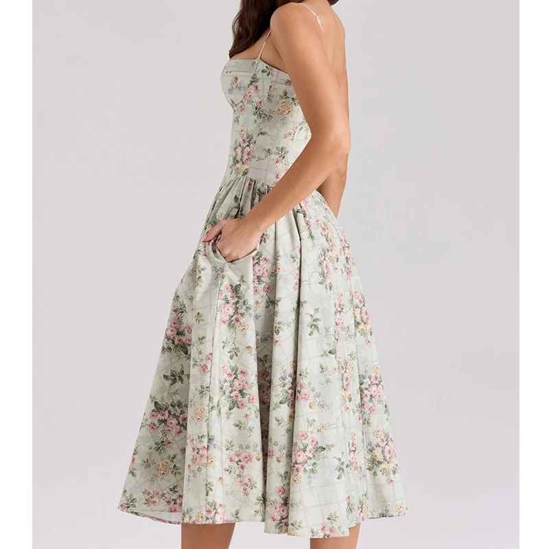 Vestido Midi Verde Floral Sálvia de Provence
