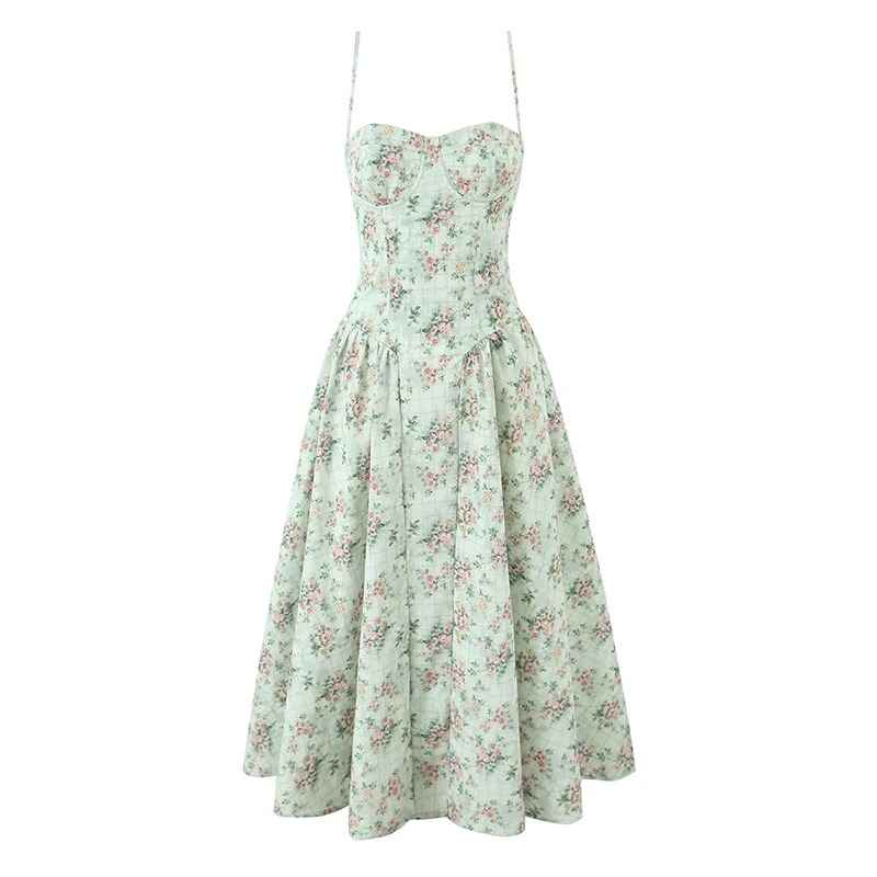 Vestido Midi Verde Floral Sálvia de Provence
