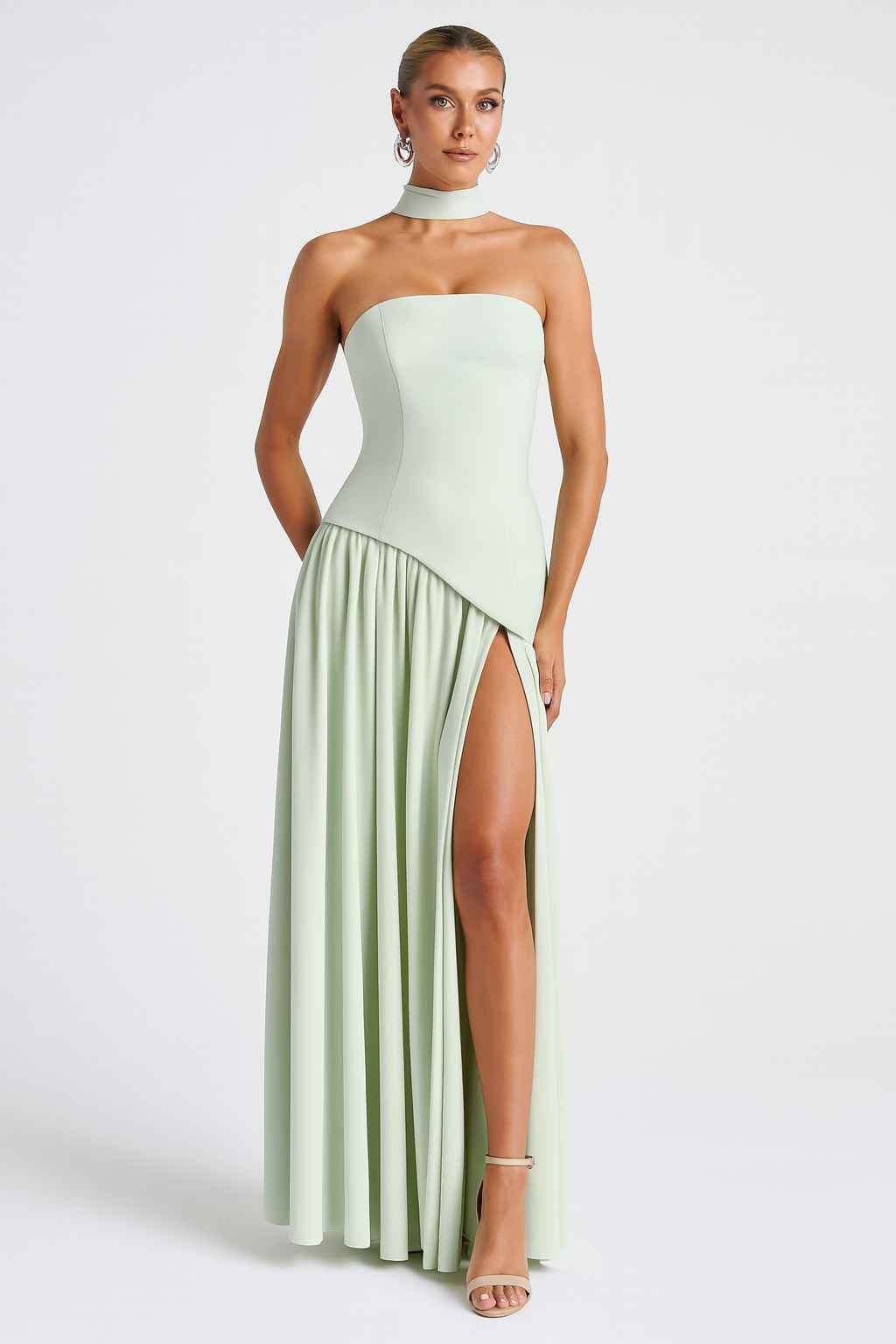 Vestido Longo Verde Celadon Soirée