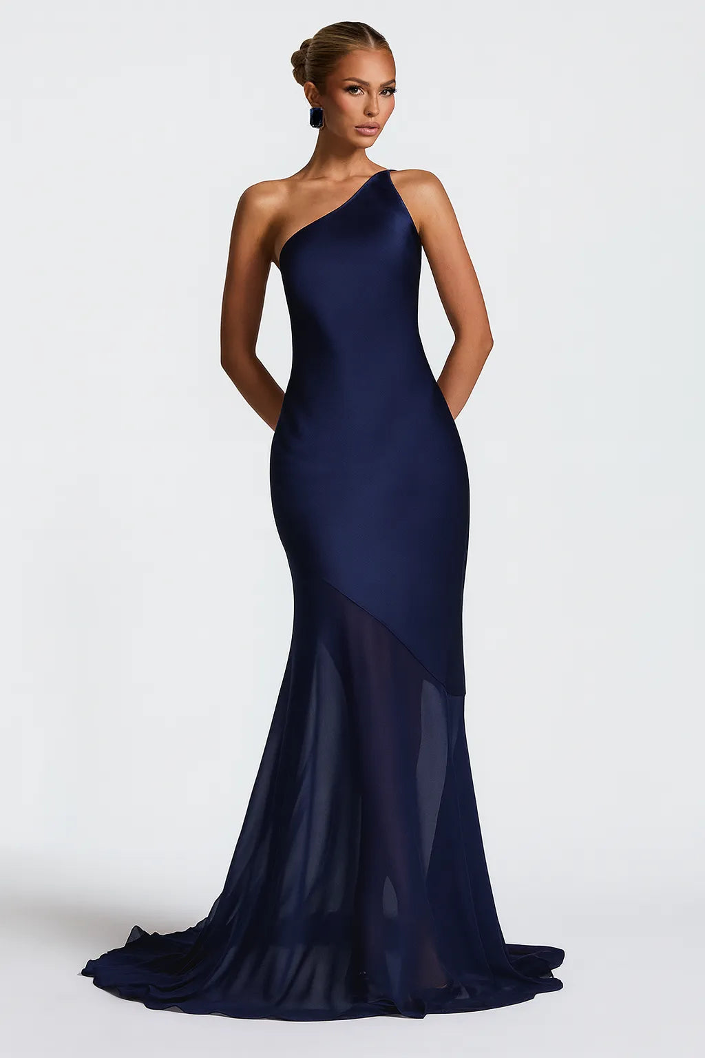 Vestido Longo Azul Aura Diagonal