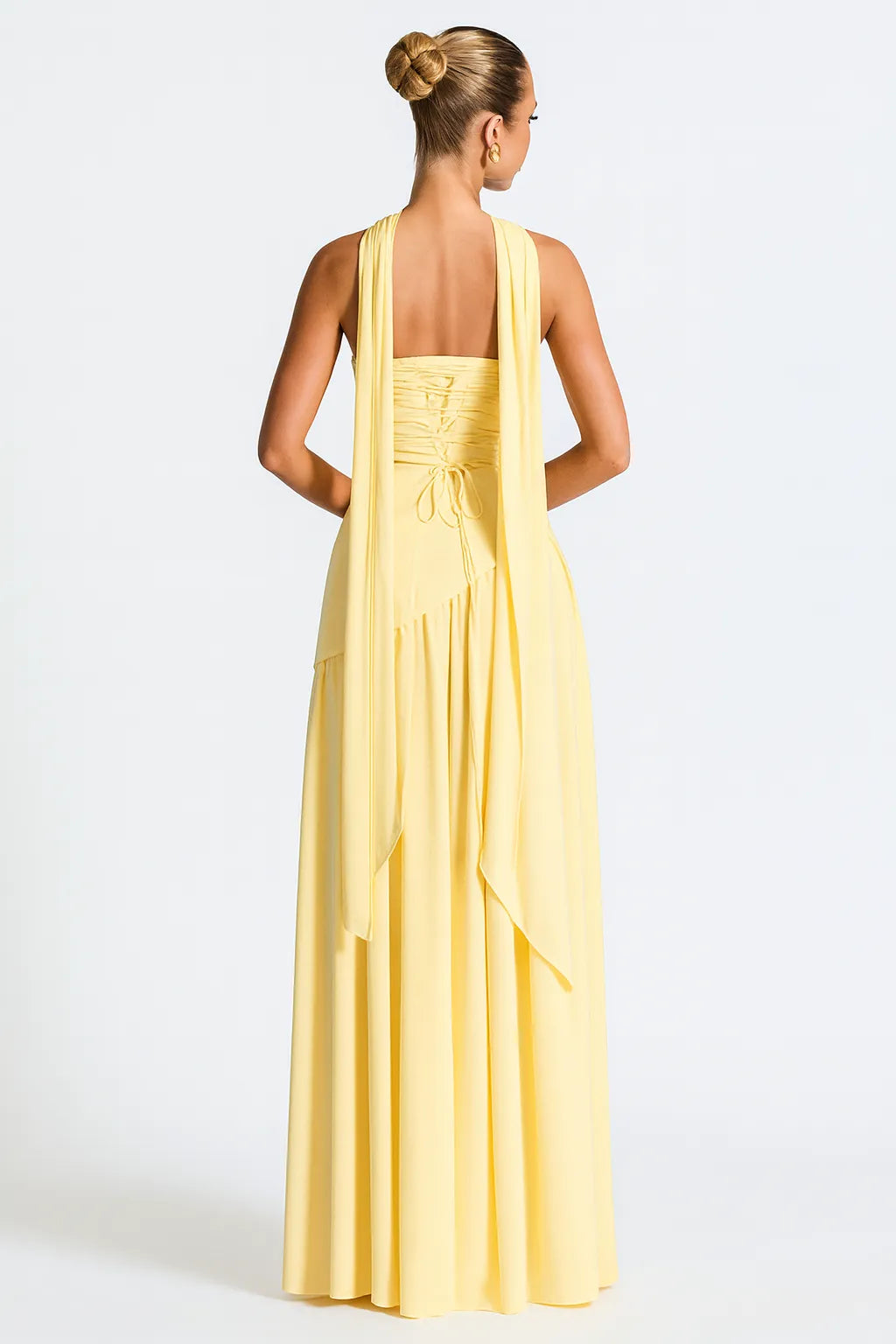 Vestido Longo Amarelo Bordô Allegro