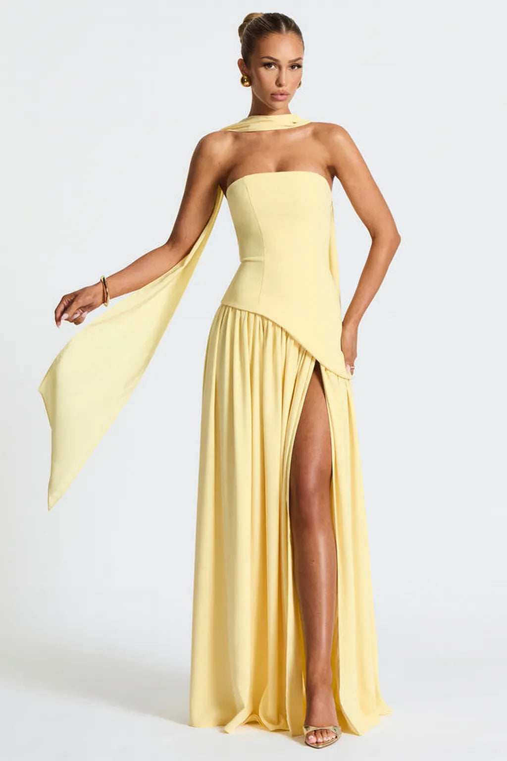 Vestido Longo Amarelo Bordô Allegro